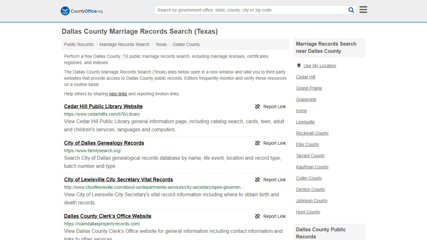 Dallas County Marriage Records Search (Texas) - County Office