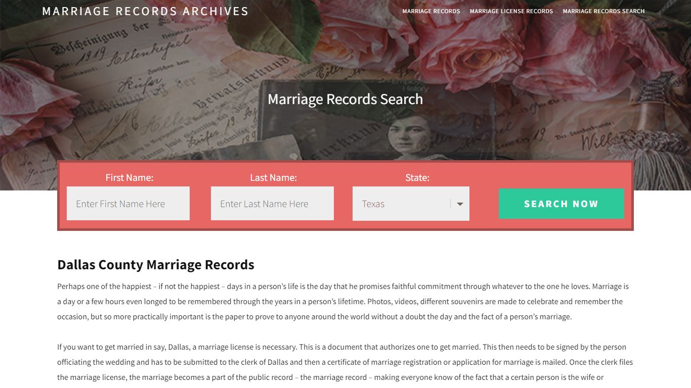 Dallas County Marriage Records | Enter Name and Search | 14 Days Free